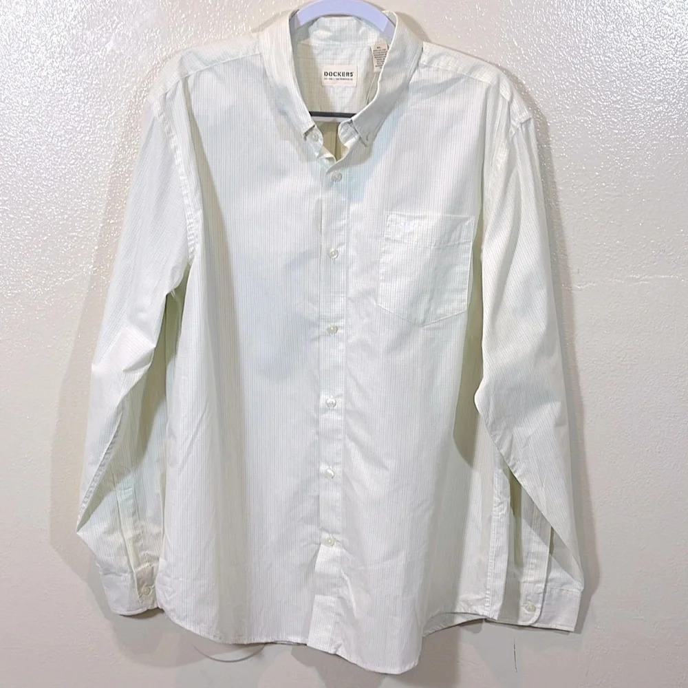 Dockers plaid yellow and blue long sleeve dress shirt size XL